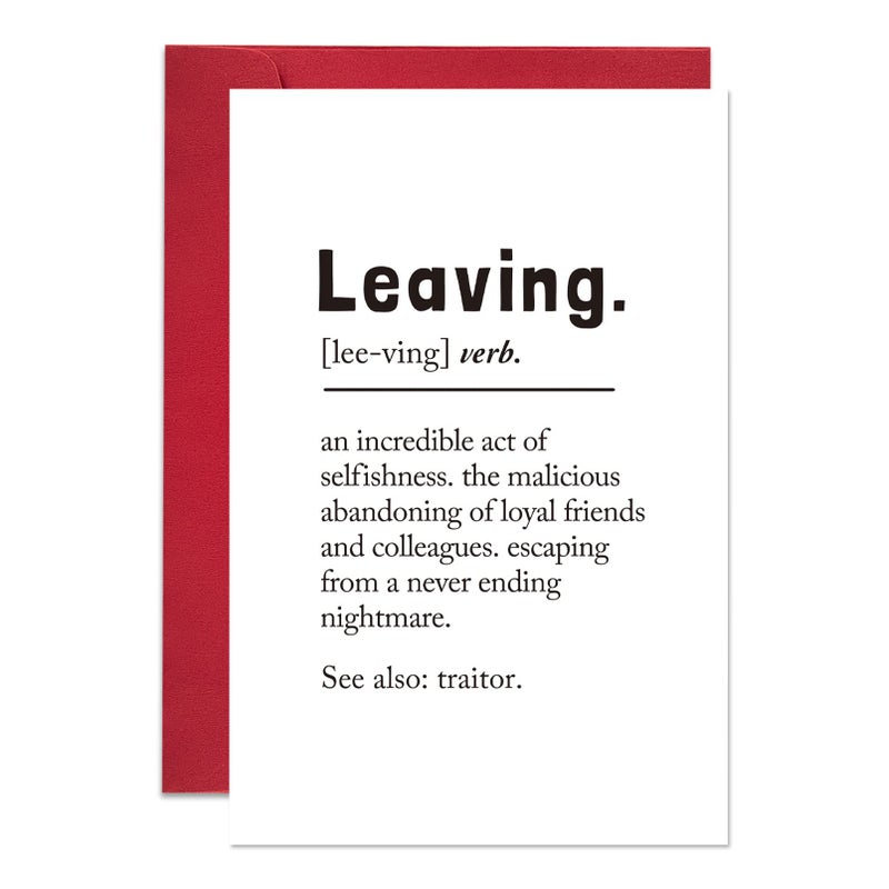 Ogeby Leaving Definition Card for Coworker Boss, Funny Going Away Card for Him Her, Leaving Greeting Card for Work Bestie Friend - Image 1